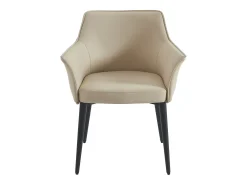 Conjunto de 2 sillas con reposabrazos en piel sintética y metal negro - Beige - MIALOV