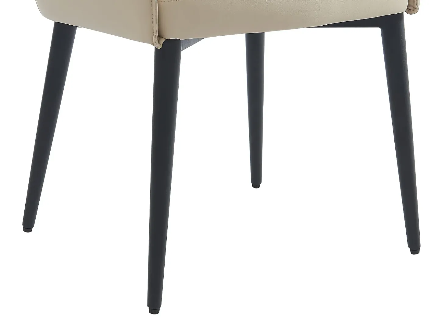 Conjunto de 2 sillas con reposabrazos en piel sintética y metal negro - Beige - MIALOV