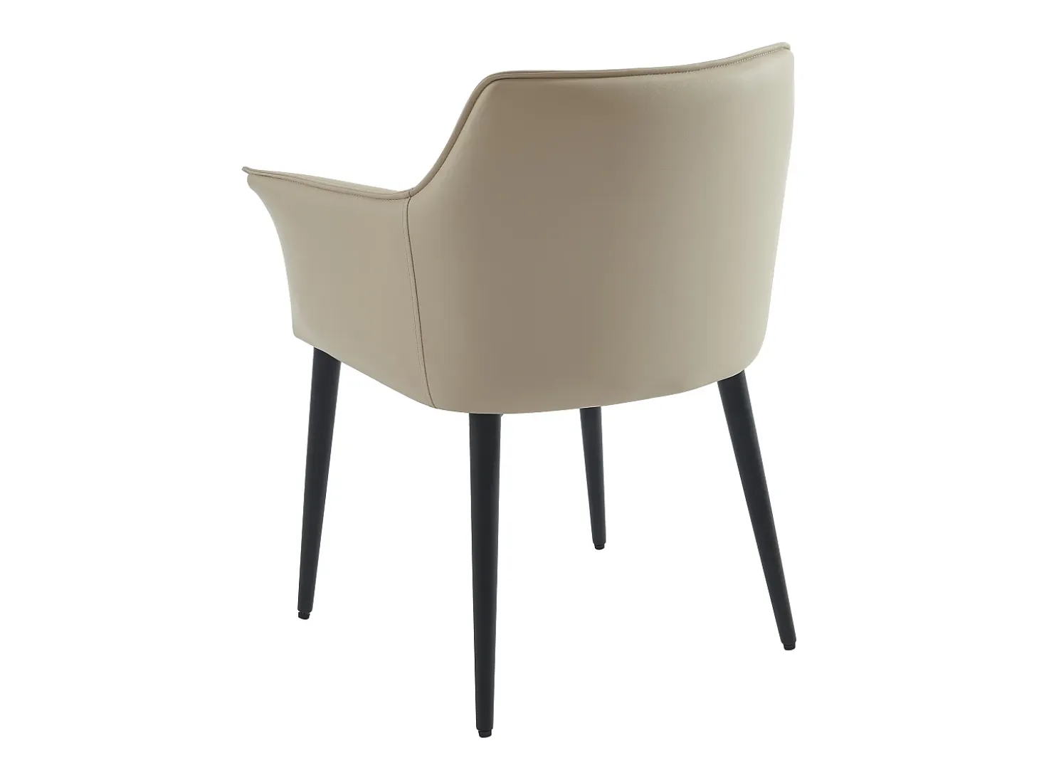Conjunto de 2 sillas con reposabrazos en piel sintética y metal negro - Beige - MIALOV