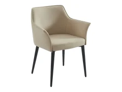 Conjunto de 2 sillas con reposabrazos en piel sintética y metal negro - Beige - MIALOV