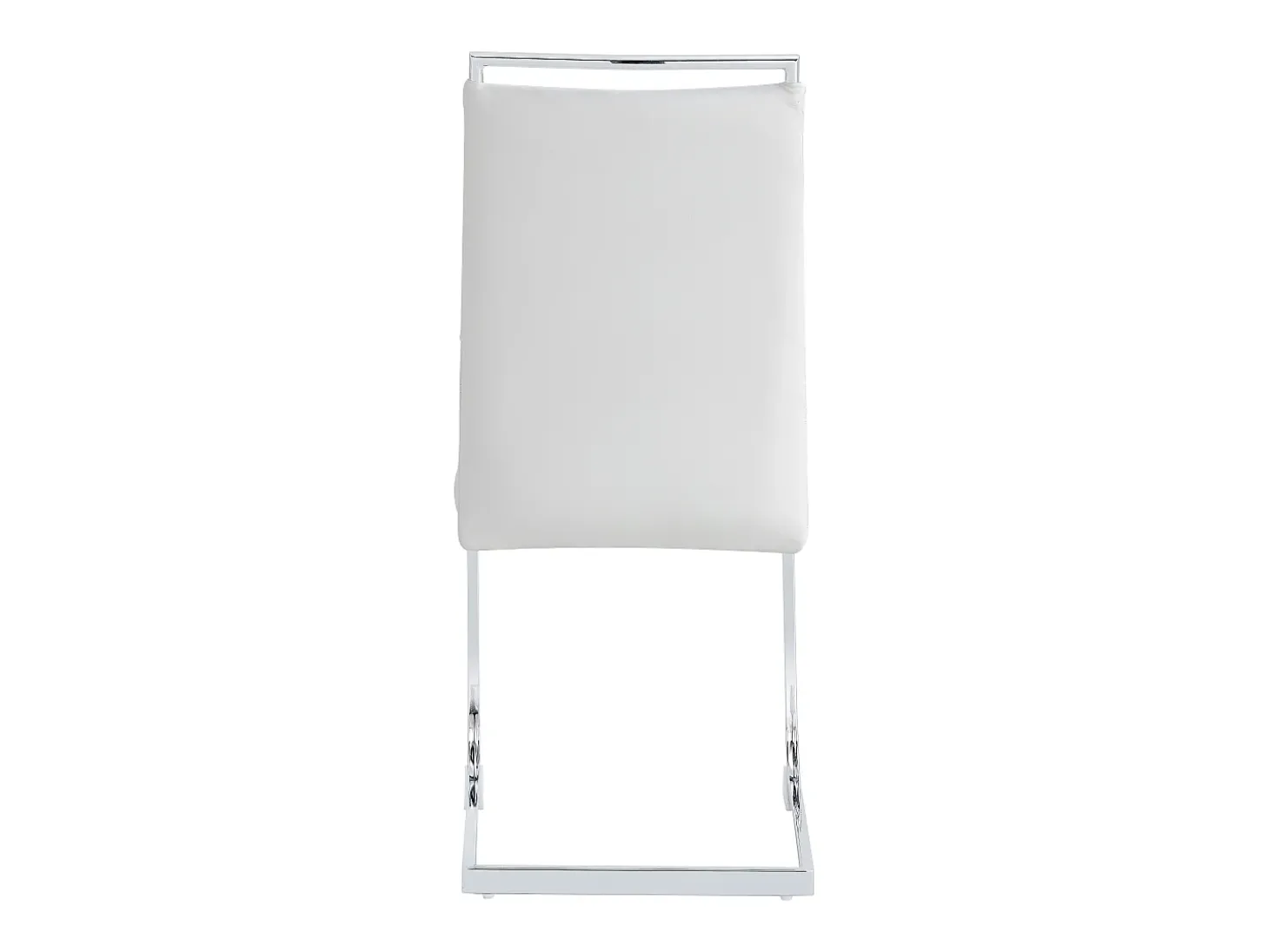 Conjunto de 6 sillas con respaldo de piel sintética y lino - Patas de metal - Blanco