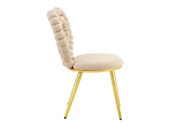 Conjunto de 2 sillas con respaldo calado en forma de corazón - Terciopelo beige