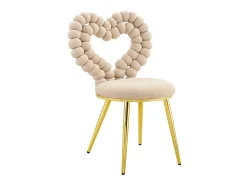 Conjunto de 2 sillas con respaldo calado en forma de corazón - Terciopelo beige