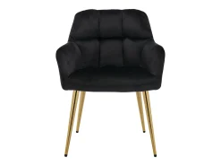 Conjunto de 2 sillas con reposabrazos de terciopelo y metal dorado - Negro - PEGA