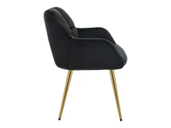 Conjunto de 2 sillas con reposabrazos de terciopelo y metal dorado - Negro - PEGA