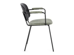 Conjunto de 2 sillas con reposabrazos Serona - Elegancia y confort en estilo retro-Color Gris oscuro/Verde