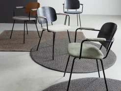 Conjunto de 2 sillas con reposabrazos Serona - Elegancia y confort en estilo retro-Color Gris oscuro/Verde