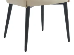 Conjunto de 6 sillas con reposabrazos en piel sintética y metal negro - Beige - MIALOV