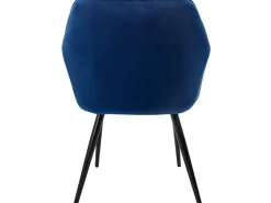 Conjunto de 4 sillas de comedor terciopelo azul oscuro patas acero acolchado ML-Design