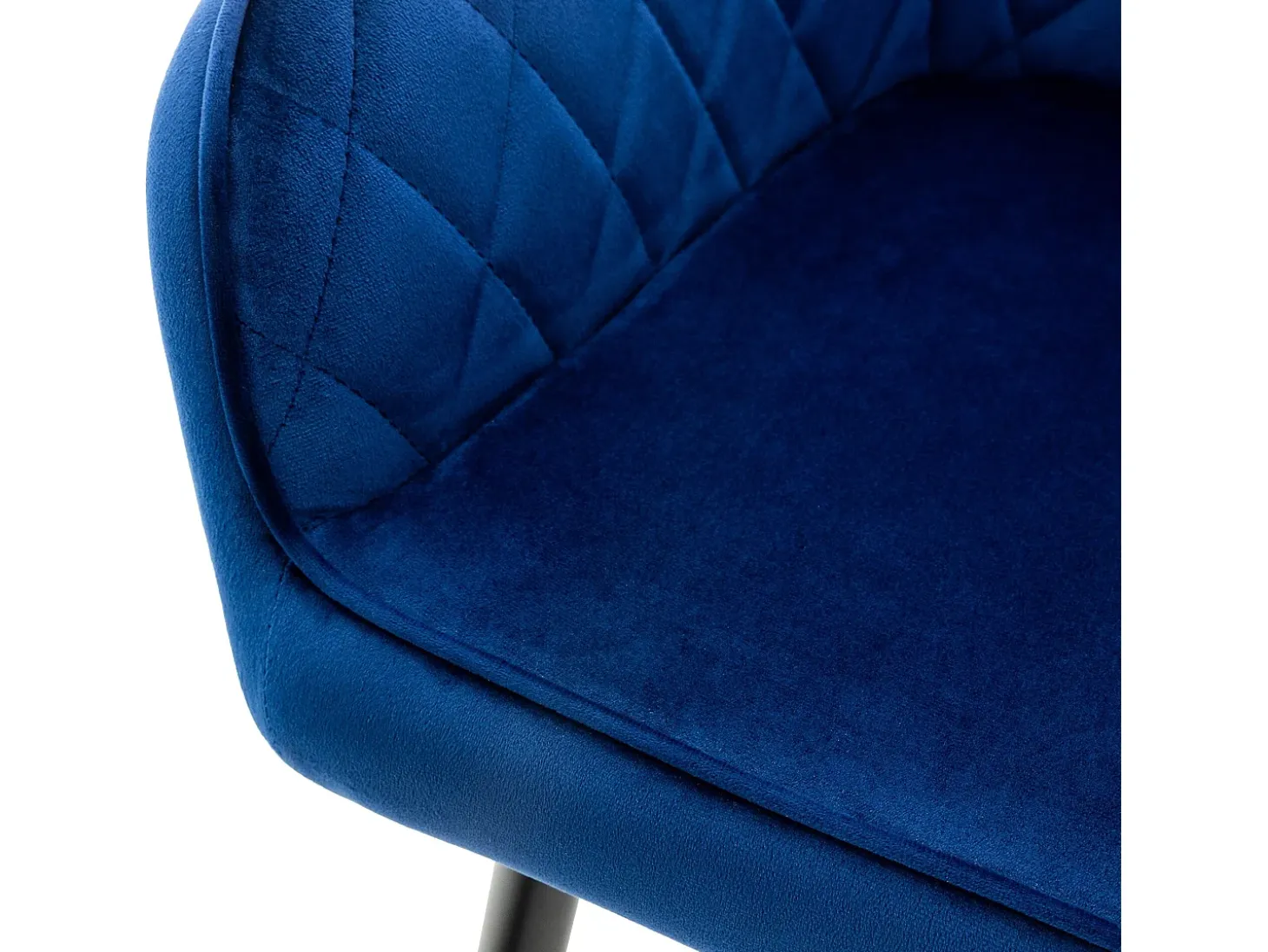 Conjunto de 4 sillas de comedor terciopelo azul oscuro patas acero acolchado ML-Design