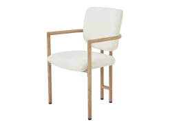 Conjunto de 6 sillas de comedor de metal con acabado imitación madera - 61 x 57,5 x 90 cm - estilo moderno - tapizado en bucle - color natural