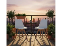 Conjunto de 2 Sillas de Cocina Diseño Escandinavo Acolchadas en Blanco