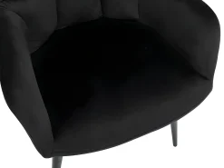 Conjunto de 6 sillas de comedor acolchadas Con reposabrazos - Terciopelo y metal negro. Negro. PEGA