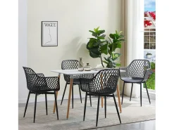 Conjunto de 4 Sillas de Comedor Escandinavas Negras - Diseño Moderno Nórdico - Ideal para Interior y Exterior