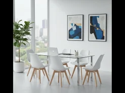 Conjunto de 6 sillas de comedor de diseño escandinavo contemporáneo - Blanco