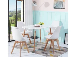 Conjunto de 6 sillas de comedor de diseño escandinavo contemporáneo - Blanco