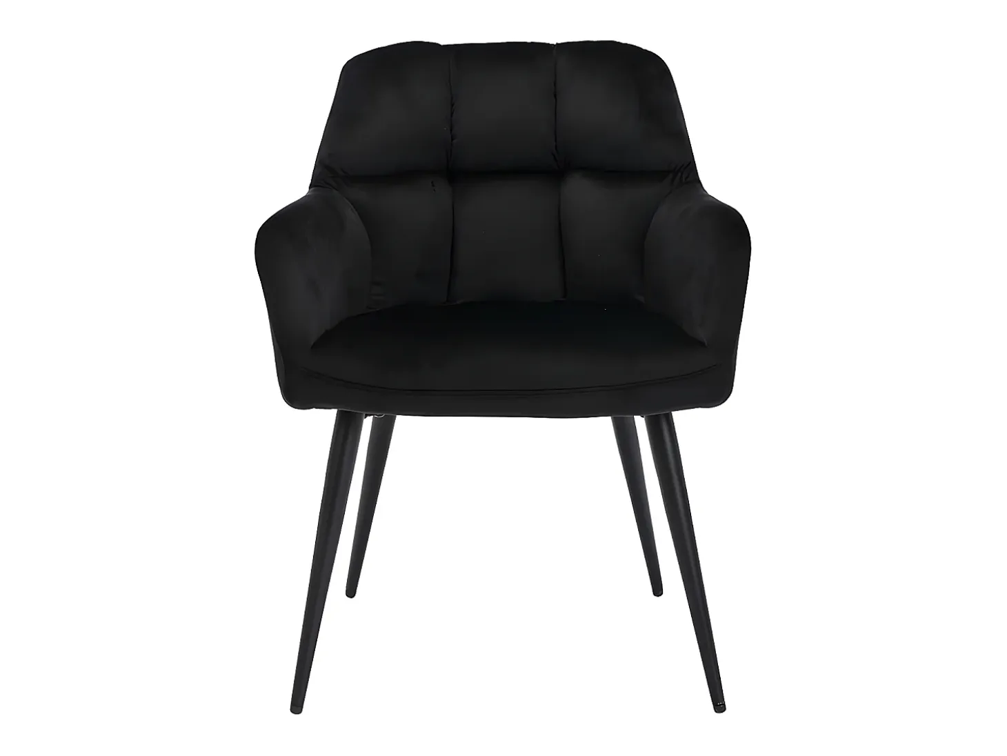 Conjunto de 2 sillas de comedor acolchadas Con reposabrazos - Terciopelo y metal negro. Negro. PEGA