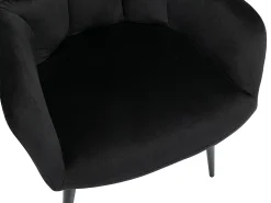 Conjunto de 2 sillas de comedor acolchadas Con reposabrazos - Terciopelo y metal negro. Negro. PEGA