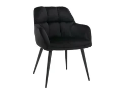 Conjunto de 2 sillas de comedor acolchadas Con reposabrazos - Terciopelo y metal negro. Negro. PEGA