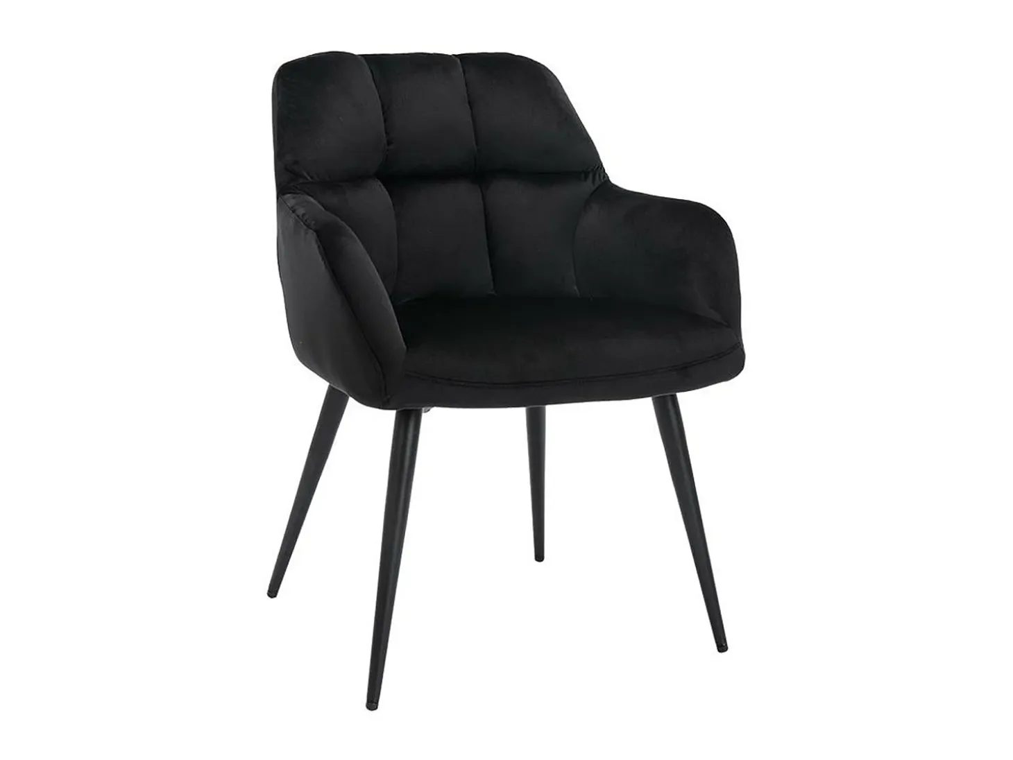Conjunto de 2 sillas de comedor acolchadas Con reposabrazos - Terciopelo y metal negro. Negro. PEGA