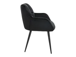 Conjunto de 2 sillas de comedor acolchadas Con reposabrazos - Terciopelo y metal negro. Negro. PEGA