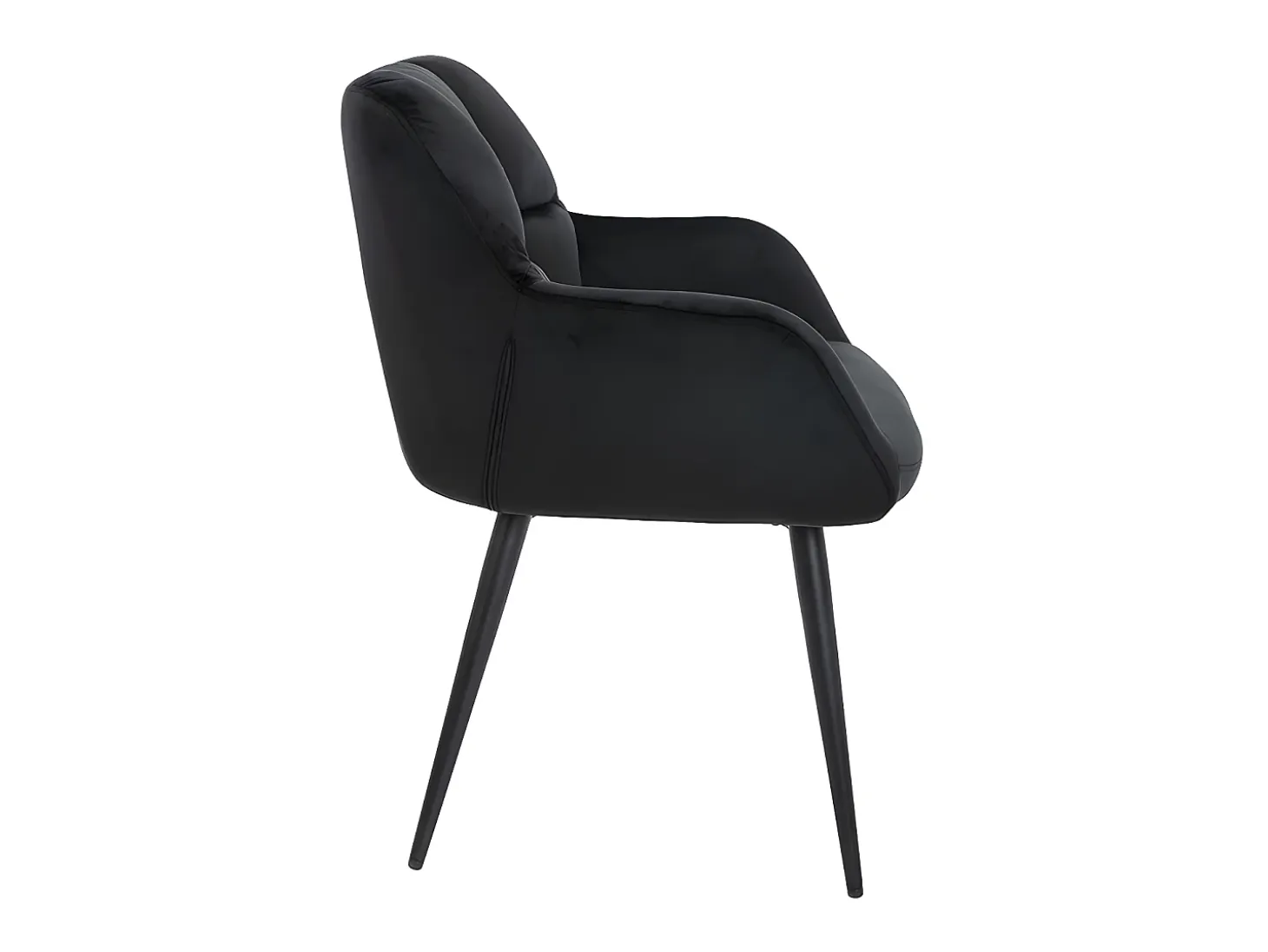 Conjunto de 2 sillas de comedor acolchadas Con reposabrazos - Terciopelo y metal negro. Negro. PEGA