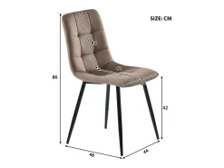 Conjunto de 4 sillas de comedor en terciopelo marrón con respaldo y estructura de metal