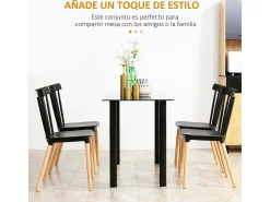 Conjunto de 4 sillas de comedor Sagitario hasta 120 kg estilo nórdico negro