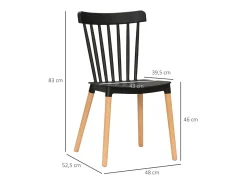 Conjunto de 4 sillas de comedor Sagitario hasta 120 kg estilo nórdico negro