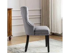 Conjunto de 4 sillas de comedor, diseño de rombos, sillón, patas de metal, terciopelo, amarillo (59,69x59,69x58,42 cm)