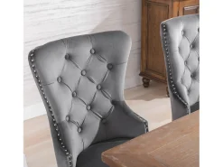 Conjunto de 4 sillas de comedor, diseño de rombos, sillón, patas de metal, terciopelo, amarillo (59,69x59,69x58,42 cm)