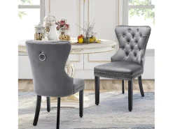 Conjunto de 4 sillas de comedor, diseño de rombos, sillón, patas de metal, terciopelo, amarillo (59,69x59,69x58,42 cm)
