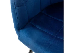 Conjunto de 4 sillas de comedor retro efecto terciopelo azul oscuro altura regulable