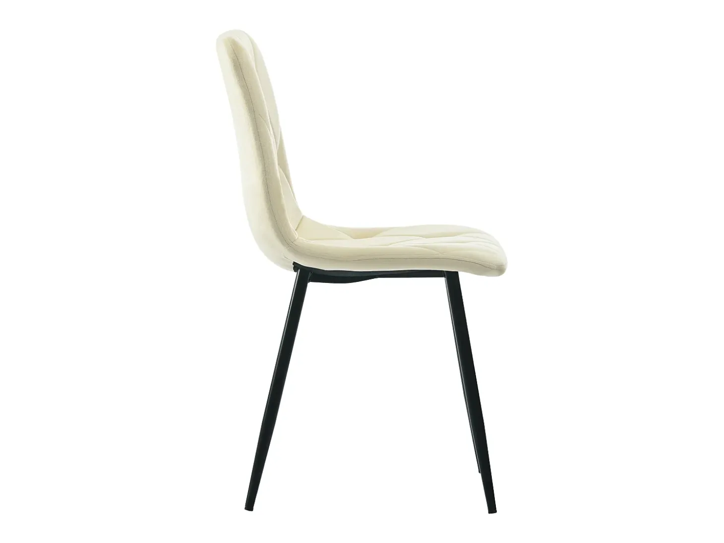 Conjunto de 4 sillas de comedor, color beige, terciopelo, con respaldo y patas de metal.