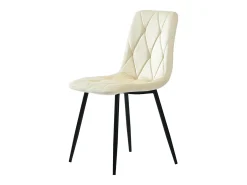 Conjunto de 4 sillas de comedor, color beige, terciopelo, con respaldo y patas de metal.