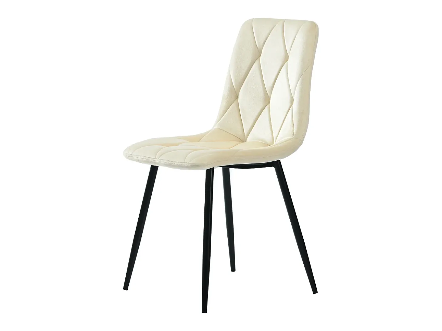 Conjunto de 4 sillas de comedor, color beige, terciopelo, con respaldo y patas de metal.