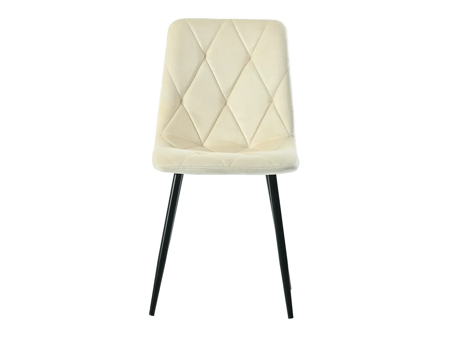 Conjunto de 4 sillas de comedor, color beige, terciopelo, con respaldo y patas de metal.