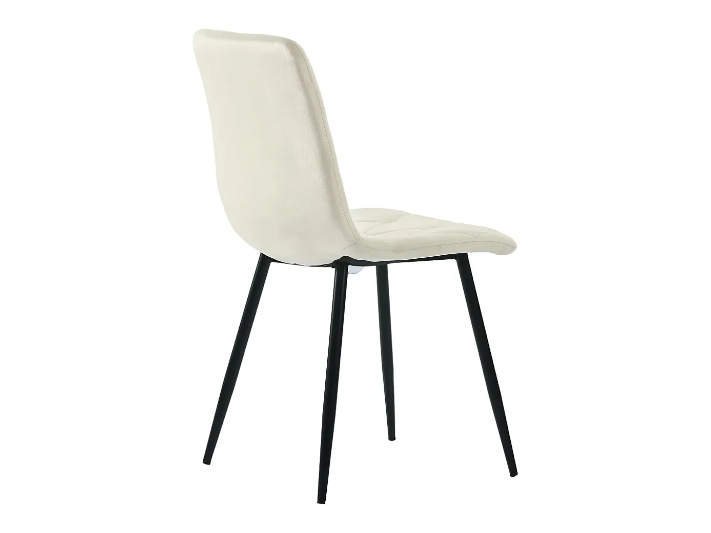 Conjunto de 4 sillas de comedor, color beige, terciopelo, con respaldo y patas de metal.