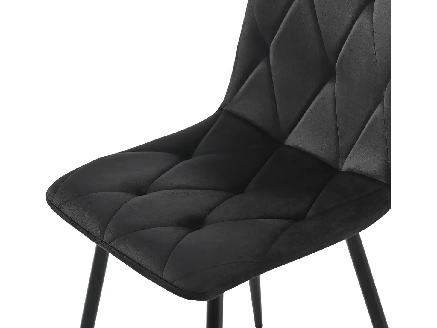 Conjunto de 4 sillas de comedor en terciopelo negro con respaldo acolchado y patas de metal