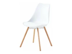Conjunto de 4 Sillas de Comedor en PP Blanco con Patas de Haya