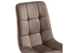 Conjunto de 4 sillas de comedor con respaldo - Asiento de terciopelo - Patas de metal - Marrón