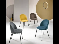 Conjunto de 4 sillas de comedor de tela azul moderno