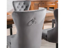Conjunto de 6 sillas de comedor, estampado de rombos, terciopelo, 4 patas de metal, amarillo (59,69x59,69x58,42 cm)