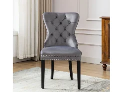 Conjunto de 6 sillas de comedor, estampado de rombos, terciopelo, 4 patas de metal, amarillo (59,69x59,69x58,42 cm)