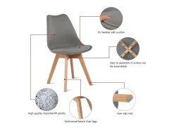 Conjunto de 2 sillas de comedor de diseño escandinavo contemporáneo - Gris