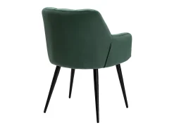Conjunto de 2 sillas de comedor acolchadas Con reposabrazos - Terciopelo y metal negro. Verde. PEGA