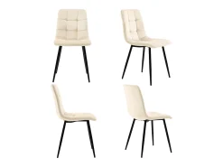 Conjunto de 4 sillas de comedor de terciopelo, diseño moderno, patas de metal, color beige (44x41x86 cm)