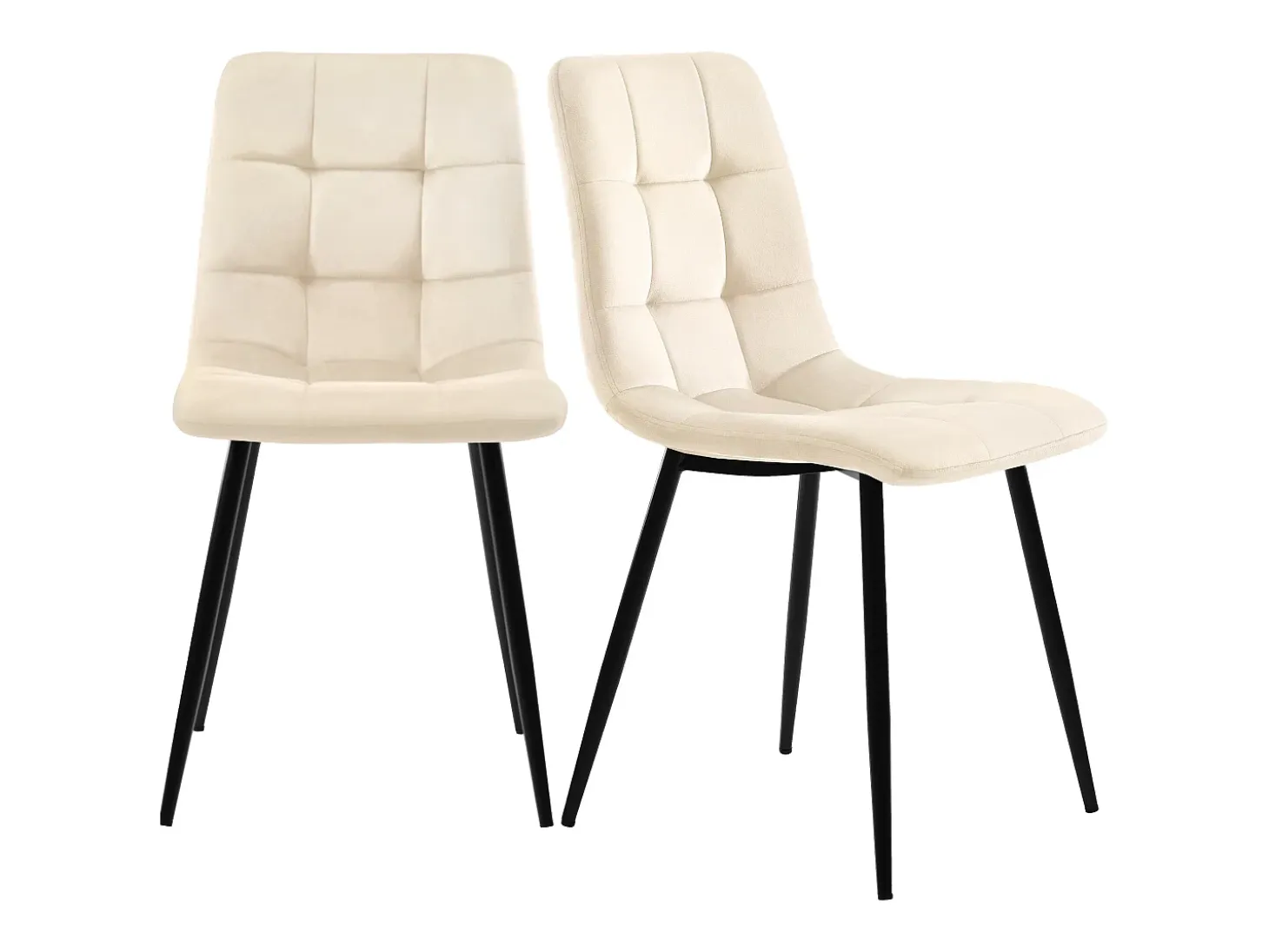 Conjunto de 4 sillas de comedor de terciopelo, diseño moderno, patas de metal, color beige (44x41x86 cm)