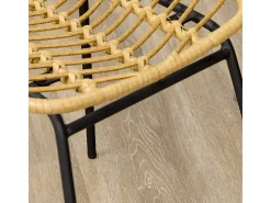 Conjunto de 2 sillas de comedor con respaldo de ratán, acero, amarillo, (44x58x85 cm)