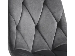 Conjunto de 4 sillas de comedor en terciopelo gris oscuro con respaldo acolchado y patas de metal negro